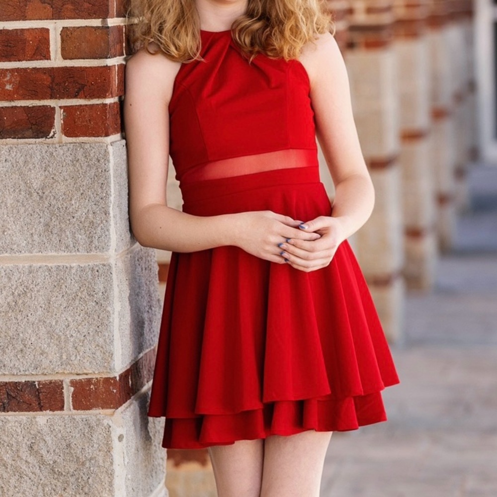 Red sleeveless mini dress